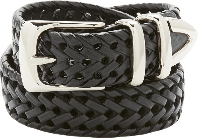 Men's Leather Big and Tall Braided Belt