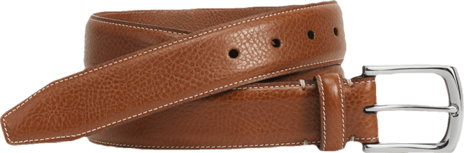 Men's Topstitched Leather Belt