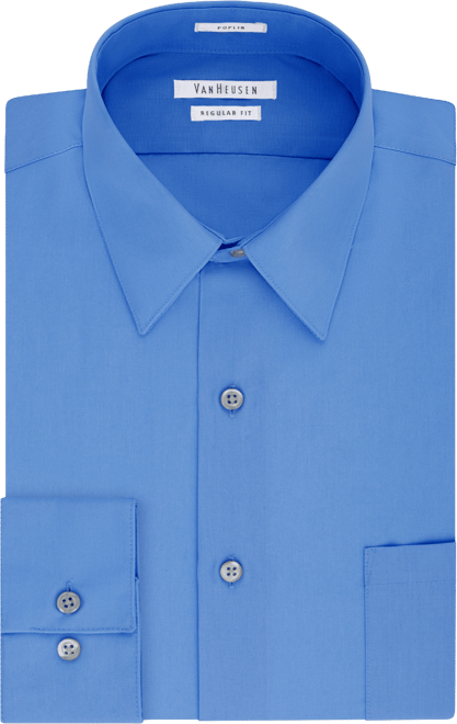 Men's Regular Fit Point Collar Poplin Dress Shirt