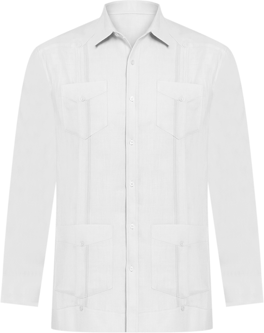 Men's 100% Linen Long Sleeve 4 Pocket Guayabera Shirt