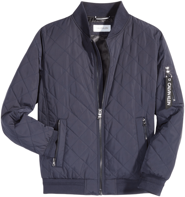 Men's Quilted Baseball Jacket with Rib-Knit Trim