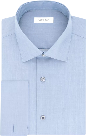 Men's Slim-Fit Non-Iron Herringbone French Cuff Dress Shirt