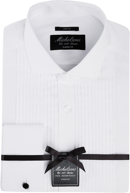 MICHELSONS OF LONDON Men's Slim-Fit Stretch Pleated Bib French