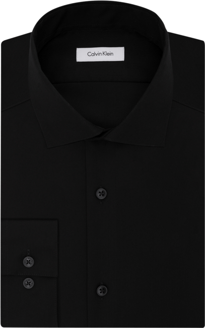 Men's Slim-Fit Non-Iron Spread Collar Herringbone Dress Shirt