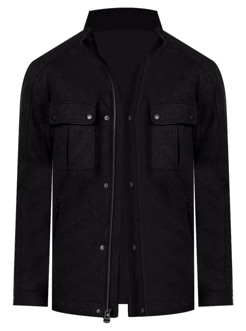 Men's Wool Melton Trucker with Faux Leather Trim