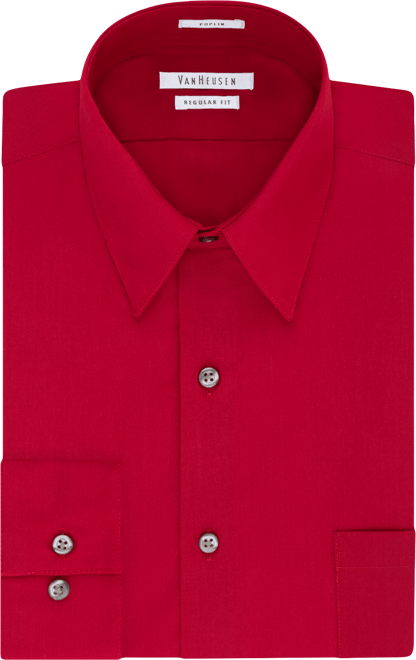 Men's Regular Fit Point Collar Poplin Dress Shirt