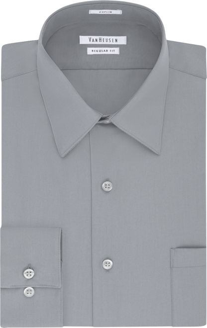 Men's Regular Fit Point Collar Poplin Dress Shirt