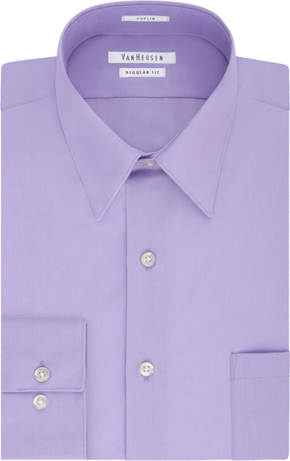 Men's Regular Fit Point Collar Poplin Dress Shirt