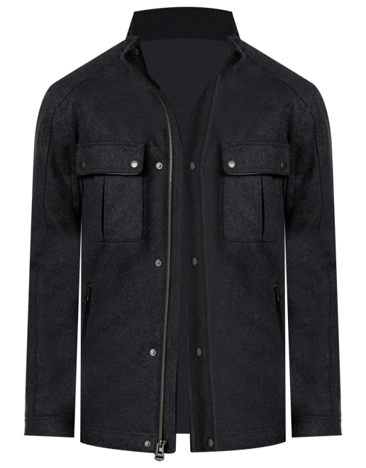 Cole Haan Men's Wool Melton Trucker with Faux Leather Trim - Macy's