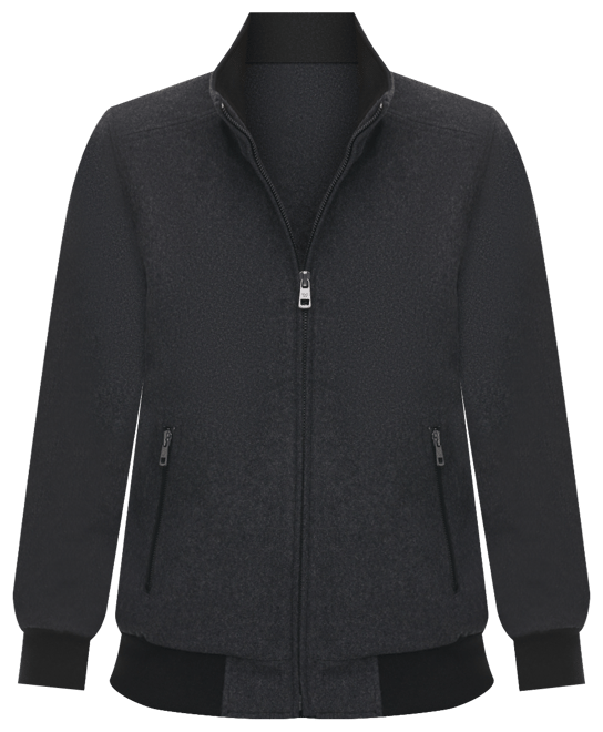 Men's Wool Bomber Jacket With Knit Trim