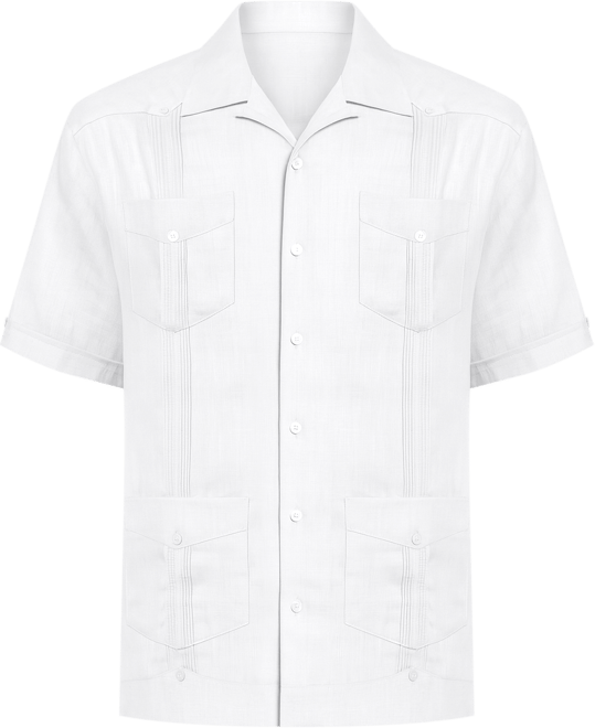 Men's 100% Linen Short Sleeve 4 Pocket Guayabera Shirt
