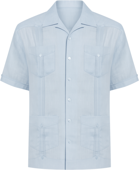 Men's 100% Linen Short Sleeve 4 Pocket Guayabera Shirt