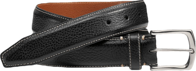 Men's Topstitched Leather Belt