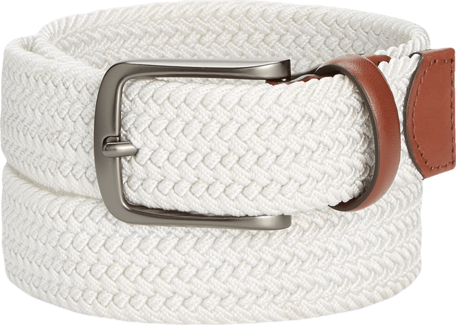 Men's Webbed Leather-Trim Belt