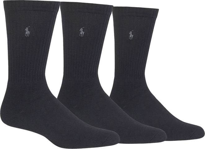 3 Pack Ribbed Cushion Foot Crew Men's Socks