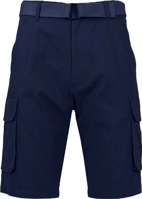Men's Flat Front Belted Cotton Cargo Shorts