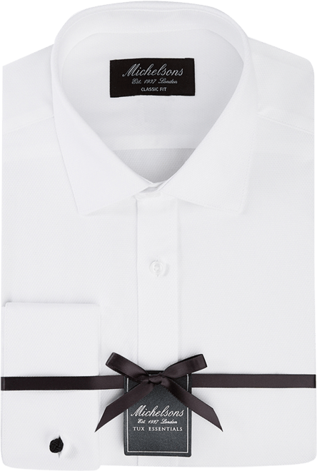 Men's Classic/Regular Fit Solid French Cuff Tuxedo Shirt