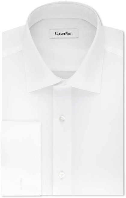 Calvin Klein X Men's Slim Fit French Cuff Tuxedo Shirt,White,13.5 32/33