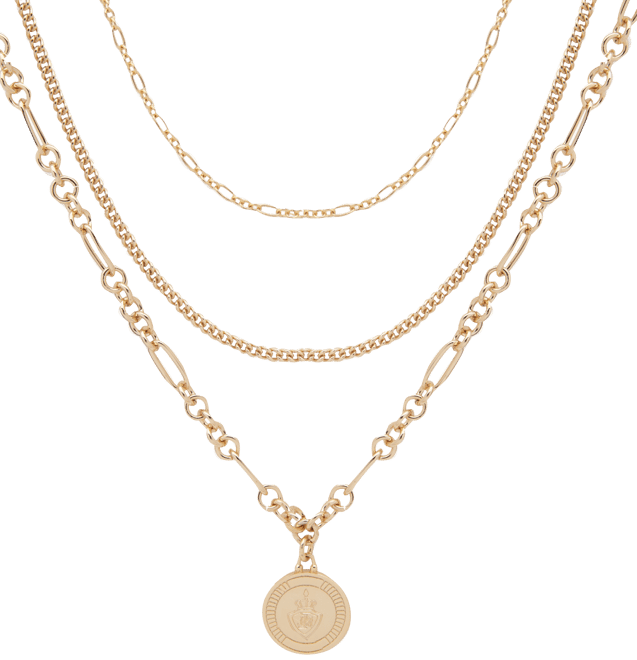  Necklet Triple Necklace Layering Clasp, Gold: Clothing