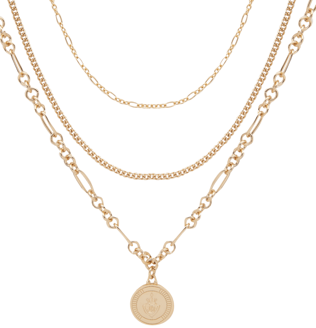  Necklet Triple Necklace Layering Clasp, Gold: Clothing