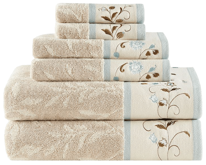 Madison Luxury Home 6 Pieces White Wash Cloth Set, 1 each