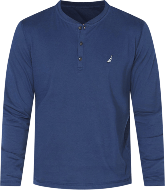 Men's Soft, Breathable Long Sleeve Henley Pajama Shirt