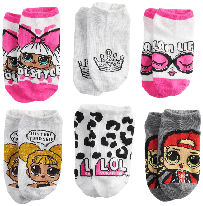 Girls L.O.L. Surprise! 6-Pack No-Show Socks