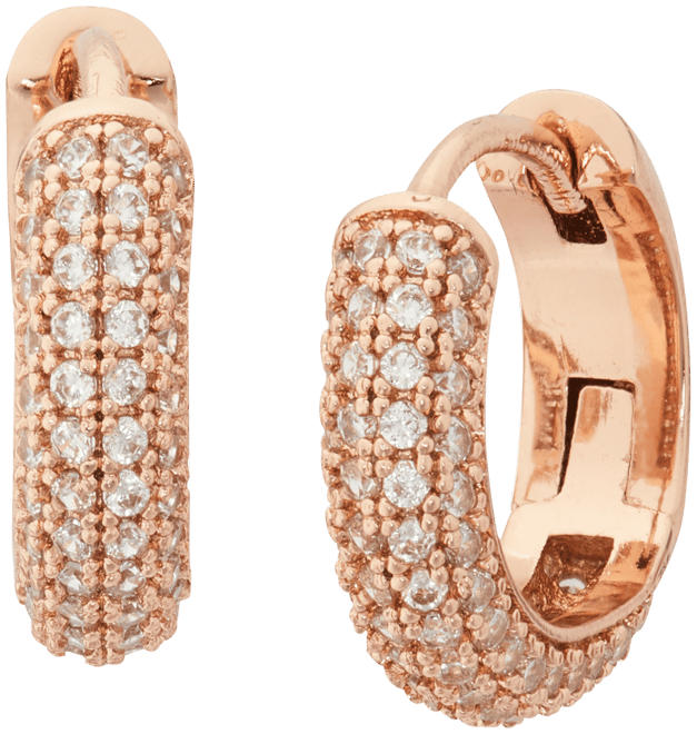 Gold-Tone Small Pave Huggie Hoop Earrings, 0.62"