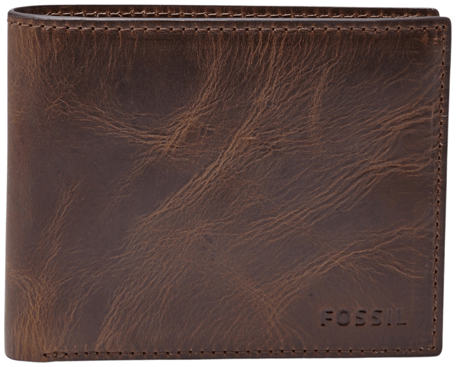 Men's Leather Wallet Derrick RFID-Blocking Bifold with Flip ID
