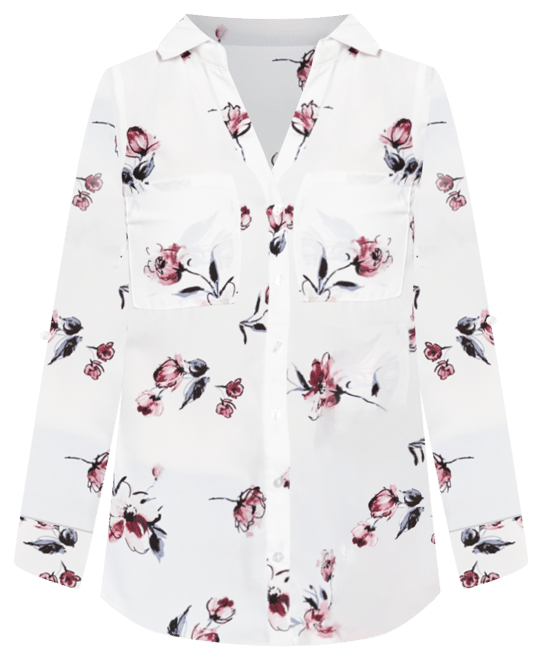 Juniors' Floral-Print Collared Shirt