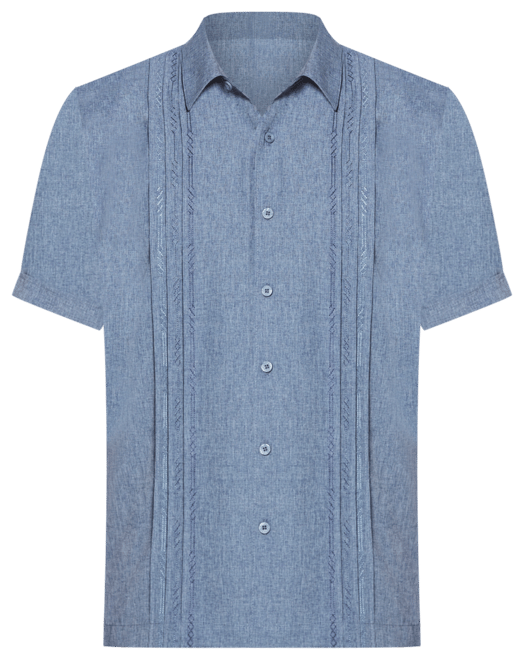 Men's Geo Embroidered Panel Chambray Shirt
