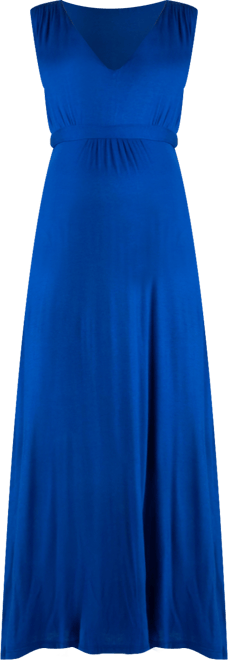 V Neck Sleeveless Maternity Maxi Dress with Belt