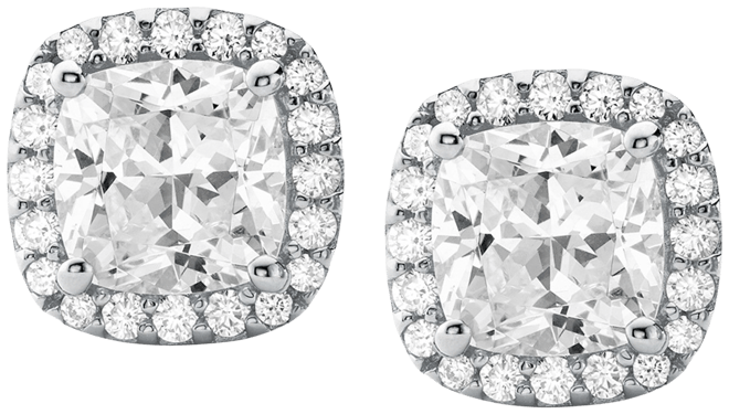 Cushion Cut Halo Stud Earrings