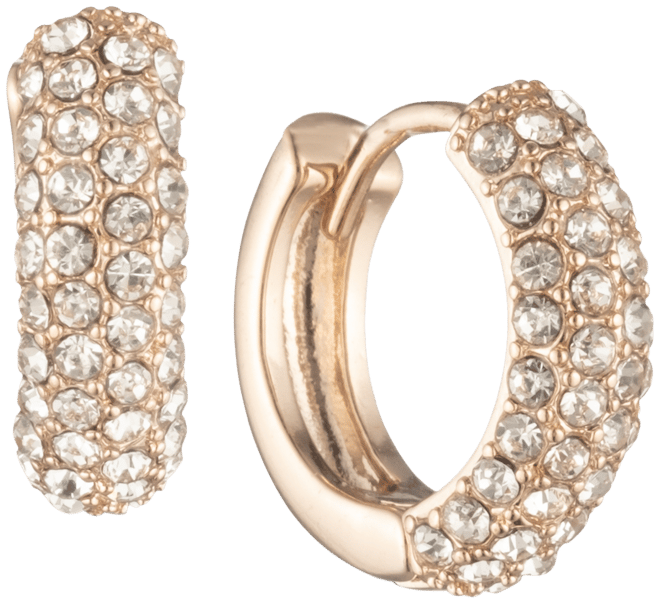 Crystal Pave Huggie Small Hoop Earrings 1/2"