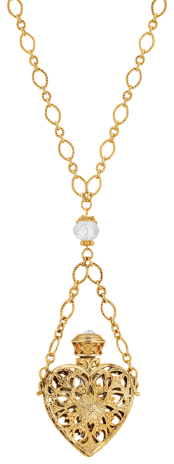 2028 14K Gold-tone Crystal Filigree Heart with Glass Vial Necklace