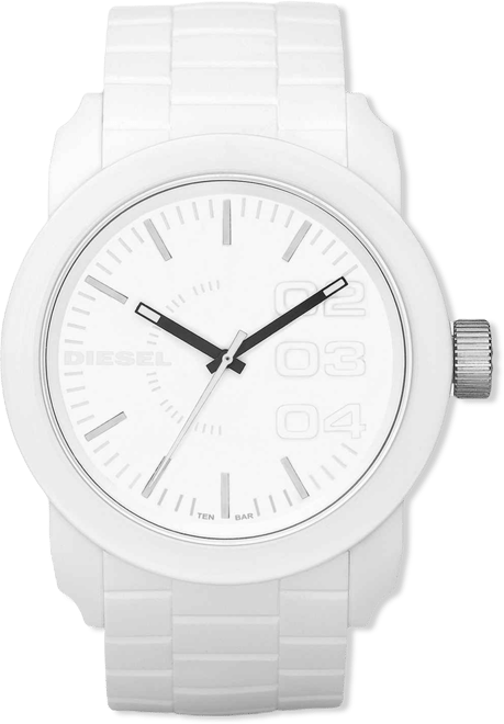 Men's White Silicone Strap Watch 44mm DZ1436