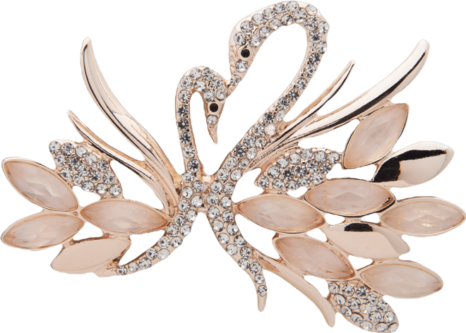 Rose Gold-Tone Pave & Mother-of-Pearl Swan Pin