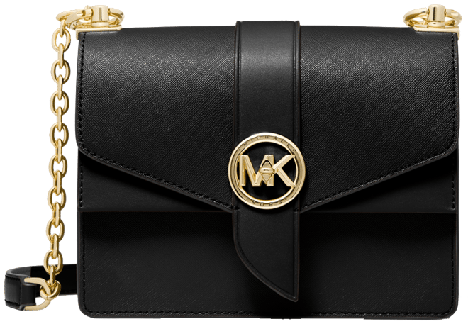 Michael Kors Women's Greenwich Small Color-Block Logo and Saffiano Leather  Crossbody Bag - Black
