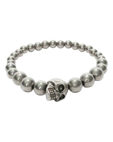 Alexander McQueen スカルラインストーン レザー ブレスレット. McQueen Alexander Skull & Bead Stretch Bracelet | Bloomingdale's Men