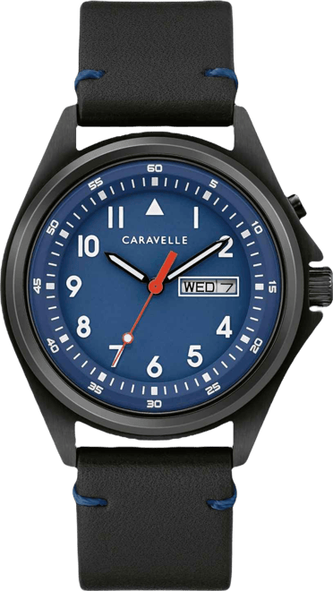 Men's Traditional Black Leather Strap Watch 40mm