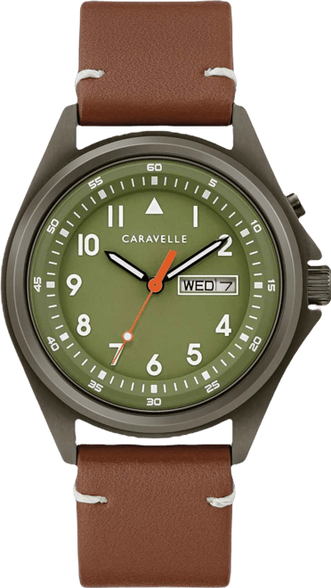 Men's Traditional Brown Leather Strap Watch 40mm