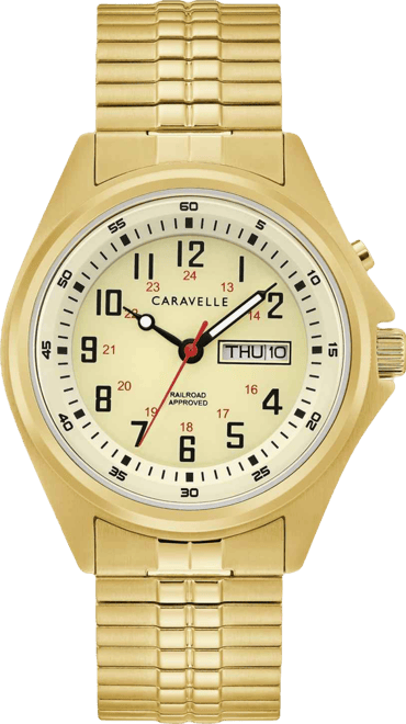 Men's Traditional Gold-Tone Stainless Steel Expansion Bracelet Watch 40mm