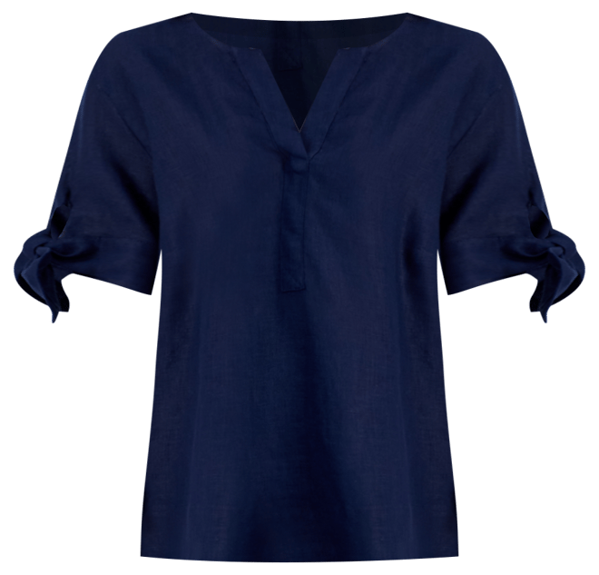 Women's 100% Linen Split-Neck Tie-Cuff Top, Created for Macy's