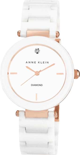 Women's Diamond Accent White Ceramic Bracelet Watch 33mm Ak-1018RGWT