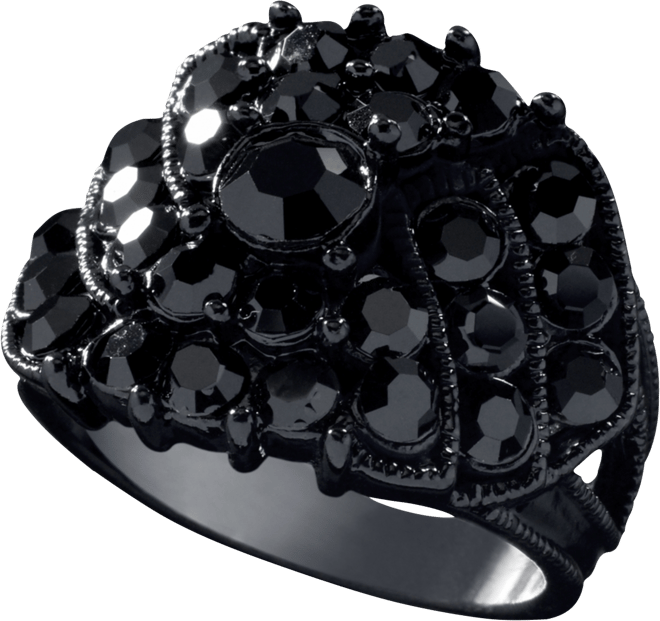 Jet Black Crystal Accent Ring