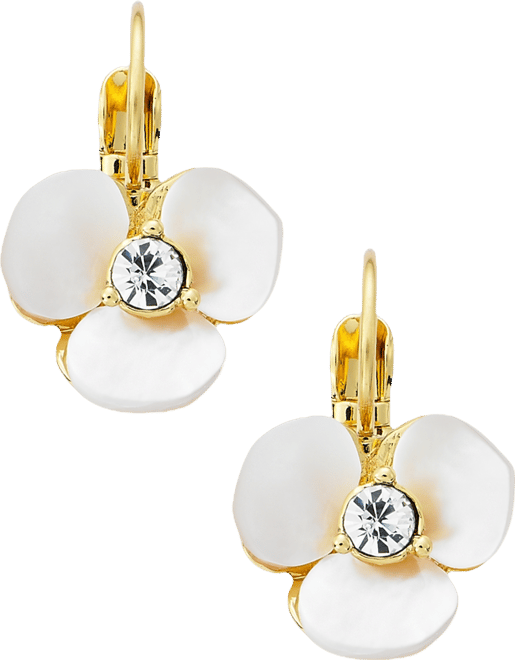 Earrings, Gold-Tone Cream Disco Pansy Flower Leverback Earrings
