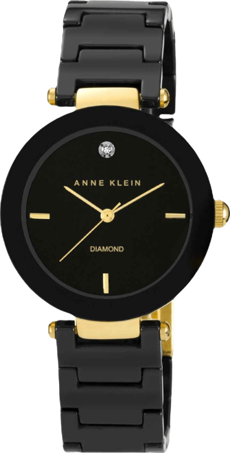 Watch, Women's Diamond Accent Black Ceramic Bracelet 33mm Ak-1018BKBK