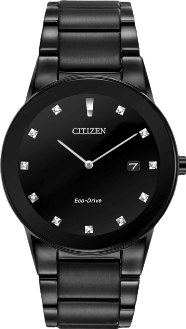 Men's Eco-Drive Axiom Diamond Accent Black Ion-Plated Stainless Steel Bracelet Watch 40mm AU1065-58G