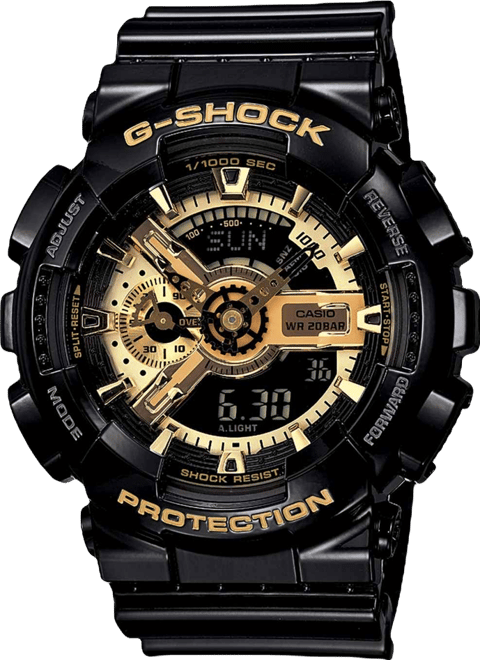 CASIO / クォーツ腕時計・G-SHOCK/デジアナ/ゴールド/ブラック G-Shock Men's Analog Digital Black Resin Strap Watch - Macy's