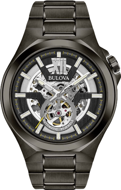 Men's Automatic Gunmetal Stainless Steel Bracelet Watch 46mm 98A179